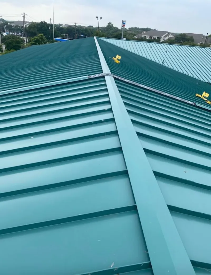 Green commercial metal roof ridge and valley for Metal Roof Repair in Alderwood Manor